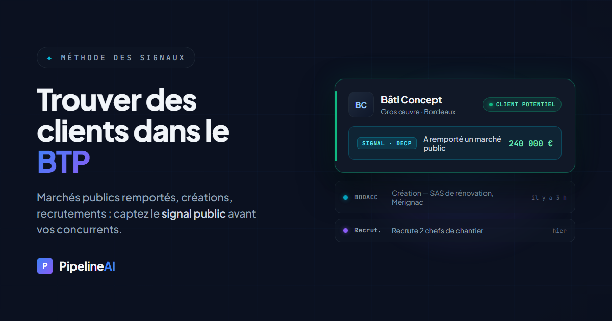 Trouver des clients et des appels d'offres dans le BTP — PipelineAI